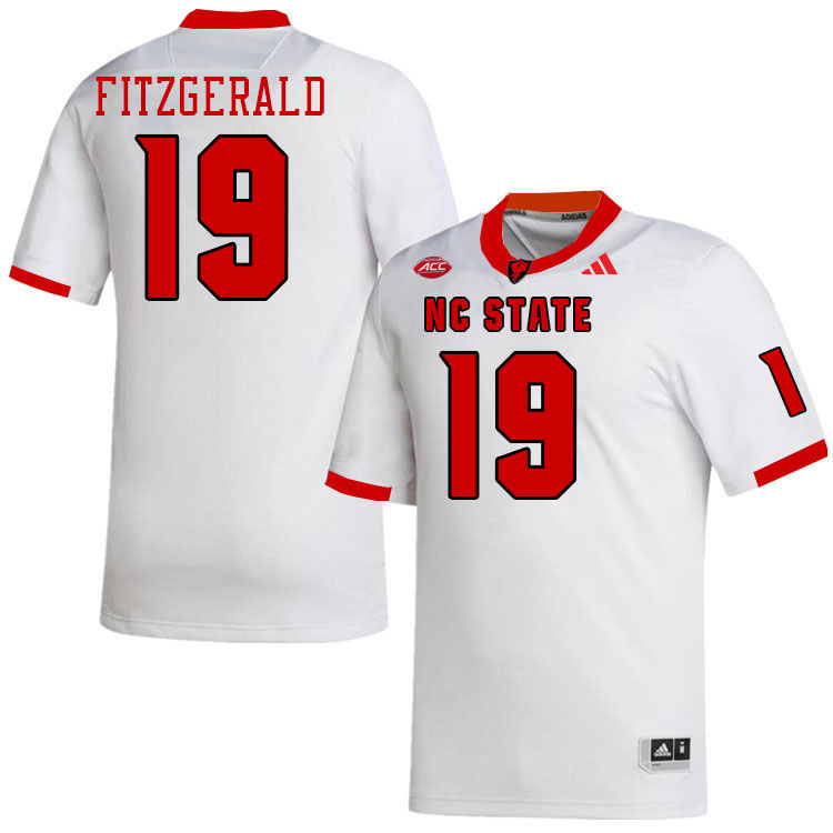 Men #19 Bishop Fitzgerald NC State Wolfpack College Football Jerseys Stitched-White